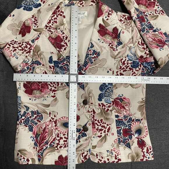 Coldwater Creek Beige Floral Lined Button Front Jacket Blazer Women's Small - Picture 6 of 6